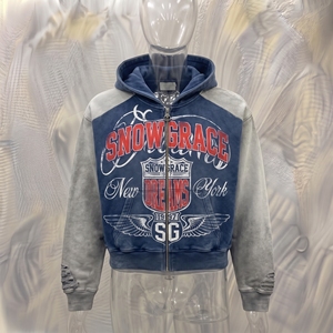 Sweat-shirt à capuche zippé Snowgrace en molleton bouclette, manches classiques, poche imprimée sur le devant, unisexe, décontracté, pour l'automne, 100% coton - Product Image 4