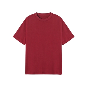 T-shirt rouge à manches courtes pour homme, col rond, coupe classique, couleur unie, jersey tricoté, 100% coton, design uni - Product Image 4