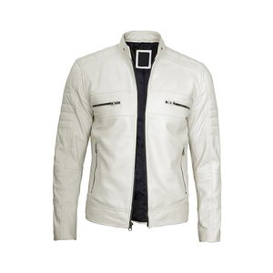 Chaqueta de Cuero PU con Capucha para Hombre, Corte Ajustado, Cierre de Cremallera, Color Sólido, Manga Larga, para Otoño - Product Image 2
