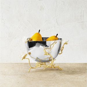 Bol décoratif de luxe en laiton doré, saladier en métal avec base en forme de branche, centre de table pour mariage et fête, décoration intérieure, bol de service - Product Image 4