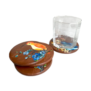 Sous-verres en noyer faits à la main en gros, sous-verres classiques en bois d'acacia avec des motifs carrés et ronds en bois - Product Image 1