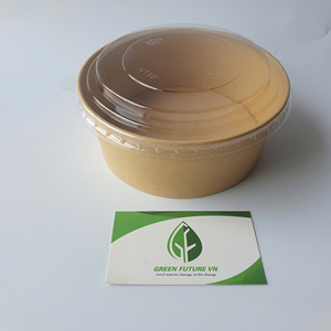 Wholesale Disposable Kraft Paper Bowl with PET Lid 500ml/750ml/1000ml Round Snack Fruits Salad Food <b>Container</b> for Eu market - Product Image 1