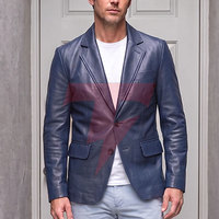 Blazer en cuir pour homme, veste sur mesure de qualité supérieure, design à double boutonnage, coupe confortable, occasions formelles, style américain, respirant