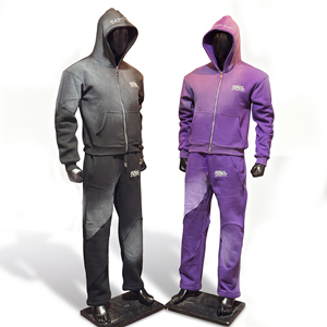 Conjunto de Sudadera y Pantalón de Forro Polar Grueso 100% Personalizado para Invierno, Transpirable, Ecológico, con Bordado, Efecto Desgastado, Ajuste Holgado Estilo Urbano - Product Image 1