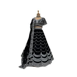 Fil de travail de séquence de 9mm Lehengha en tailles jusqu'à 44 Faux Gorgette Tissu pour fête-Lehenga Choli - Product Image 1
