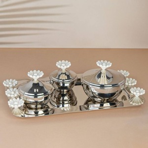 Modern Luxury Metal <b>Containers</b> with Blue Floral Lids Airtight Food <b>Storage</b> Set for Kitchen Party Use - Product Image 3