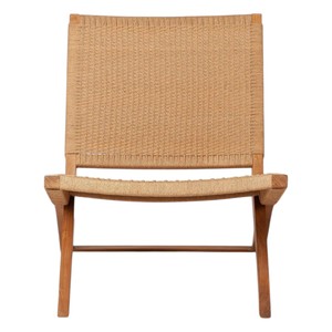 Fauteuil de relaxation Lawit artisanal haut de gamme, construction en teck de qualité supérieure, tressage en rotin écologique, fauteuil lounge à profil bas - Product Image 2