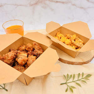 Cajas para llevar hamburguesas a prueba de fugas con impresión de logotipo personalizado, caja de embalaje de alimentos de papel kraft de calidad alimentaria para llevar. - Product Image 2