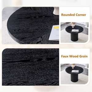 Tavolo da Pranzo Circolare Moderno con Giunzioni, Diametro 42 Pollici, Legno Nero con Diagonale a Forma di Ventaglio - Product Image 5