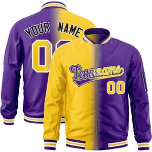 Veste universitaire personnalisée à dégradé 2025, blouson bomber personnalisé avec fermeture éclair, nom, numéro et logo brodés pour hommes, femmes et enfants - XS XL, teinture unie - Product Image 4