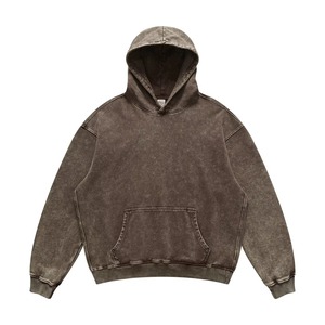 Sweat à capuche épais 350 GSM pour homme, coupe oversize, en coton délavé, finition vieillie, imprimé en relief - Product Image 5