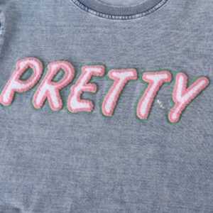 เสื้อเชิ้ตเดนิมพรีเมียมผ้าเชนิลล์ลายตัวอักษรกรีกสำหรับผู้หญิง คุณภาพสูง คอกลม สวมใส่สบาย - Product Image 3