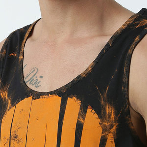 Men's <b>Black</b> Orange Vinyl Record Print Tank <b>Top</b> O-Neck Casual Style Breathable Polyester Sleeveless <b>Top</b> - Product Image 6