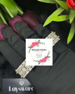 Reloj de Lujo de Acero Inoxidable con Moissanita, 100% Engastado a Mano, Relojes de Joyería con Movimiento Mecánico, Precio Directo de Fábrica, India - Product Image 2