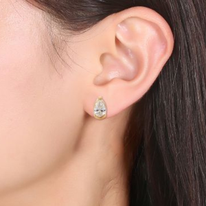 18K Rose Gold Pear Cut <b>Emerald</b> <b>Stud</b> <b>Earrings</b> for Wedding and Party - Product Image 1