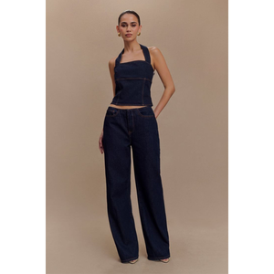 Ensemble deux pièces en jean fabriqué au Vietnam pour femme, design personnalisé OEM ODM + logo + couleurs tendance - Product Image 4
