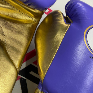 Gants de boxe personnalisés bleus et dorés, best-sellers, « No Boxing No Life », avec lacets réglables au poignet, en cuir, unisexes, pour le sparring. - Product Image 5