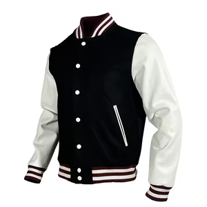 OEM Custom Leather Sleeve <b>Baseball</b> <b>Jacket</b> Plus Size Chain Chenille Embroidery Vintage Letterman Varsity <b>Jacket</b> <b>for</b> <b>Men</b> - Product Image 1