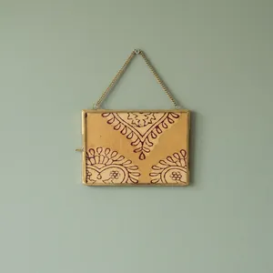 Artisan <b>Design</b> Pf101 Rectangle Metal Glass <b>Frame</b> Brass Finish Hanging <b>Wall</b> Decor Chain - Product Image 1