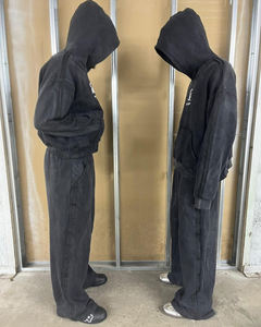 Sudadera con logotipo personalizado, conjunto de chándal grueso y pesado, pantalones y sudadera con capucha lisos para hombre - Product Image 1