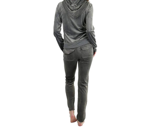 Survêtement pour femmes, design 2-en-1 écologique, col en V, manches longues, poches latérales, coupe régulière, vêtements décontractés d'hiver, uni - Product Image 5