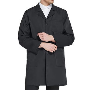Uniformes de Laboratorio de Hospital 100% Algodón, Batas Médicas Negras para Hombres y Mujeres, Uniformes Unisex para Enfermeras y Farmacias - Product Image 3