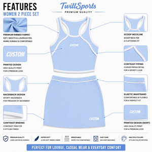 Mini Skirt Set Breathable Stretch Fashion Wear Supplier Women Ribbed Matching Crop Top and Skirt Set Custom Logo Private Label - Product Image 6