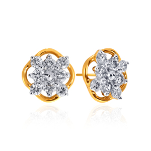 Luxury Flower Halo Lab Grown Diamond <b>Stud</b> <b>Earrings</b> 18K Yellow Gold Elegant Wedding Jewelry - Product Image 3