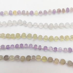 ลูกปัดอะเมทรินธรรมชาติขนาด 5–7 มม. รูปฟักทองแกะสลัก ลูกปัดควอตซ์ทรงเมลอนสำหรับทำเครื่องประดับ ขายส่ง - Product Image 4