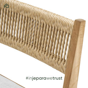 Modern Eco-Friendly Durable Outdoor Patio <b>Garden</b> Cafe <b>Bar</b> Table Set Solid Teak <b>Wood</b> Rope Cushion Water Resistant <b>Bar</b> Furniture - Product Image 5