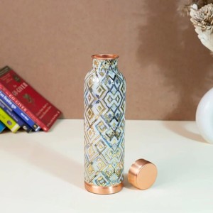 Handmade Pure Copper Drinking <b>Bottle</b> 1L Leak Proof Ayurveda Health Benefits Water Storage Eco Friendly Reusable Travel <b>Flask</b> - Product Image 1