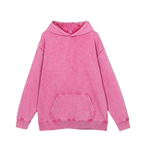 เสื้อฮู้ดดี้ผู้ชายผ้าฝ้ายฟลีซ 100% สั่งทำได้ ขายดี ทรงโอเวอร์ไซส์ สำหรับฤดูหนาว สีพื้น ล้างสีแบบแอซิดวอช แขนยาว - Product Image 4