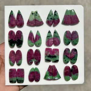 Par de Cabujones de Rubí Zoisita Natural – Piedras a juego de Rubí en Zoisita – Par de Gemas de Rubí Zoisita Verde – Para Fabricación de Joyas - Product Image 1