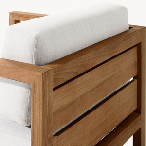 Oferta especial: Sofá cama de exterior de madera de teca minimalista de lujo Hotel Emma con reposabrazos, cama de descanso moderna con cojín grueso para el borde de la piscina. - Product Image 6