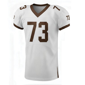 Custom American Football Jersey Pants Set White Brown 73 V-Neck Short Sleeve Moisture Wicking Mesh Men's <b>Athletic</b> Wear - Product Image 2
