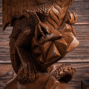 Sculpture de dragon Feng Shui artisanale en bois, figurine de dragon haut de gamme, artisanat en bois massif, fabricant de décorations de dragon en bois en gros - Product Image 2