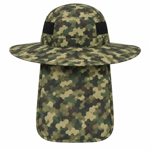 Factory Price Fishing Hat Wide Brim Sun Protection Boonie Hat Wholesale Neck Flap Safari <b>Cap</b> <b>Camo</b> Pattern Custom Outdoor <b>Cap</b> - Product Image 2