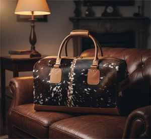 Sac de voyage de luxe en cuir de vachette moderne, fourre-tout de week-end, sac de sport, sac à main léger fait main grande capacité - Product Image 6