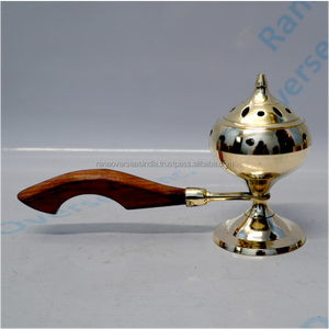 Quemador de Incienso Tradicional de Latón con Mango de Madera, Quemador de Loban y Bakhoor, Diseño Portátil para el Hogar, Templo, Rituales y Aromaterapia - Product Image 2