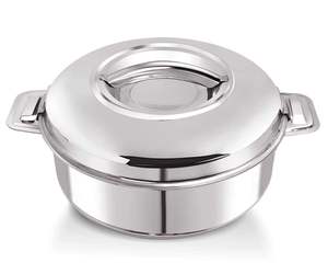 Casserole isotherme à double paroi en acier inoxydable avec couvercle et poignée pour servir des roti, des chapatis, des currys - Product Image 1