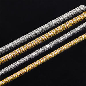 Elegant Rose Gold Plated <b>Silver</b> Moissanite Tennis <b>Bracelet</b> Princess Cut Channel Setting Sparkling Bridal Wedding Jewelry - Product Image 3