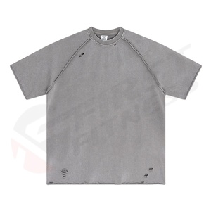เสื้อยืดคอวีทรงปกติสำหรับผู้ชาย ผ้าคอตตอน 100% หนานุ่ม สไตล์สตรีทแวร์ ลุควินเทจฟอกสี ย้อมสีแบบ Garment Dyed ป้องกันการหดตัว - Product Image 4