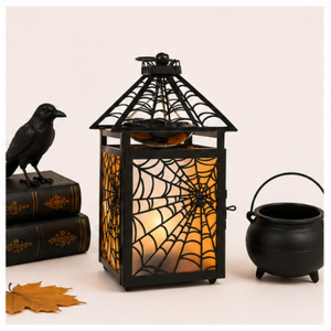 Halloween <b>Lantern</b> Spooky Black Spider Web Design Hanging <b>Lamp</b> for for Haunted House & Indoor Party Decor In Competitive Price - Product Image 6