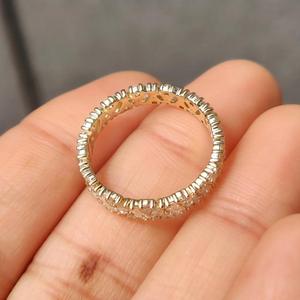 Emerald Marquise and Round Cut Lab Grown <b>Diamond</b> Eternity Band in 14K White Gold Wedding Anniversary Stackable <b>Ring</b> For Her - Product Image 2