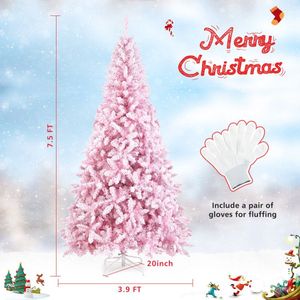 Árbol de Navidad Artificial de Abeto Flocado Preiluminado de 7.5 Pies con Ramas Articuladas - Product Image 4
