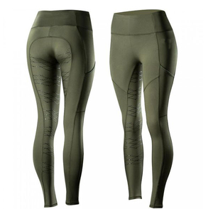 Leggings Ecuestres de Cintura Alta para Mujer, Tejidos en Spandex y Nailon, Elásticos en Cuatro Direcciones, Color Gris Sólido con Parches de Silicona - Product Image 4