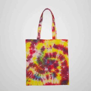 Factory Made Low Price Custom Logo Letter Pattern Tie Dye Canvas Cotton Reusable Daily Use for Grocery Tote Shopping <b>Bags</b> - Product Image 6