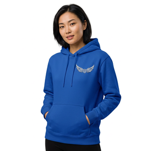 Sudadera con Capucha Azul Rey para Hombre con Logotipo de Alas Estampado en la Parte Delantera, Corte Regular, Informal, de Forro Polar - Product Image 4