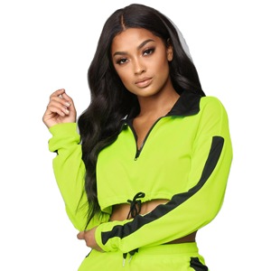 Conjunto deportivo de mujer personalizado, de nailon y poliéster, cortavientos de verano con cremallera de un cuarto, transpirable, cómodo, estilo urbano. - Product Image 6