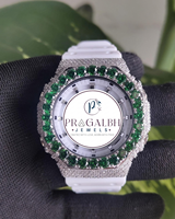 Pragalbh Jewels Maßgefertigte Diamant-Uhr Edelstein-Lünette Iced Out Luxus-Uhr Edelstahl Quarz Herren Damen Unisex